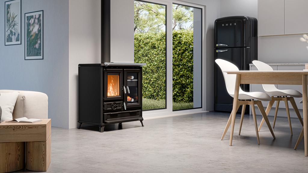 Cuisinière à bois Thermorossi Klarissa EVO en fonte noire
