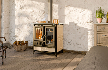 Cuisinière à bois Thermorossi Melissa EVO avec habillage majolique